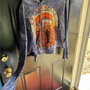 Kathmandu Blue Hoodie with Orange and Yellow Graphic